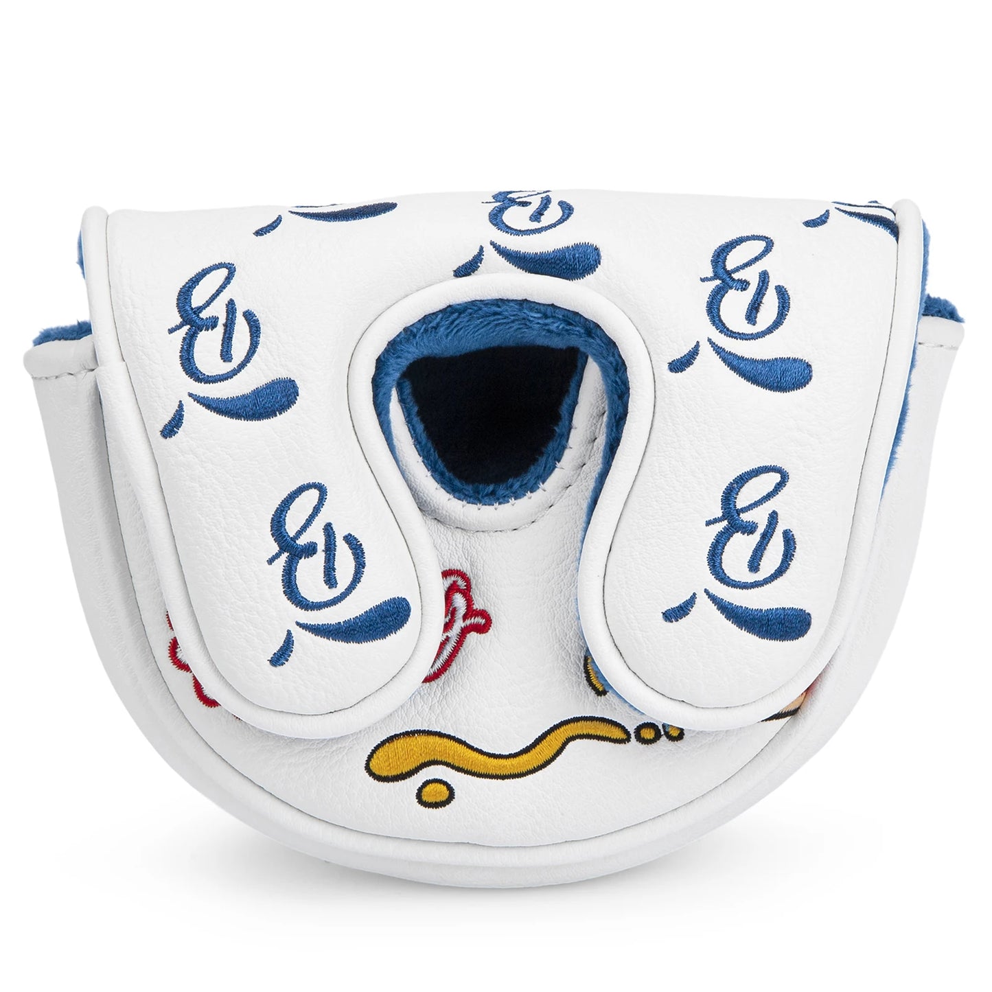 Hot Dog Embroidered Golf Putter Cover - Premium OZ1 Mallet Headcover, Handmade Leather with Velvet Lining, Luxury Club Protection