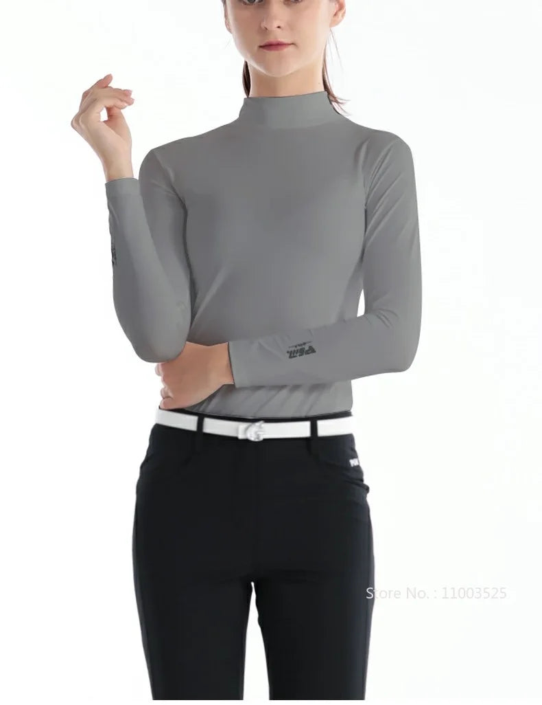 PGM Ladies Long Sleeve Golf Shirt – Ice Silk, Sun Protection, Quick-Dry & Breathable Sports Top