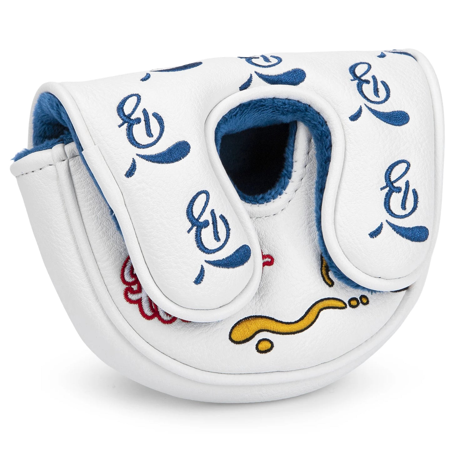 Hot Dog Embroidered Golf Putter Cover - Premium OZ1 Mallet Headcover, Handmade Leather with Velvet Lining, Luxury Club Protection
