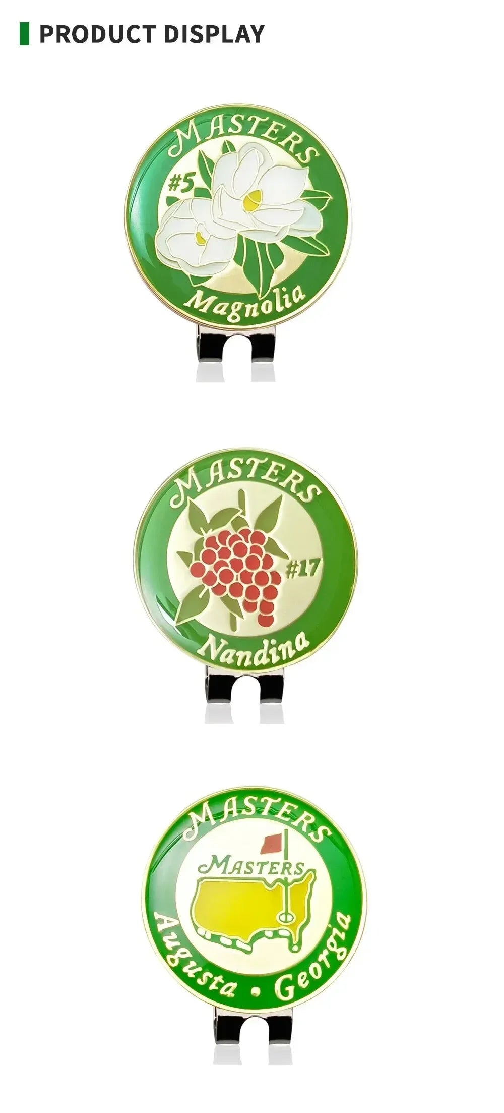 Masters Augusta Georgia Edition - Golf Ball Marker with Magnetic Hat Clip