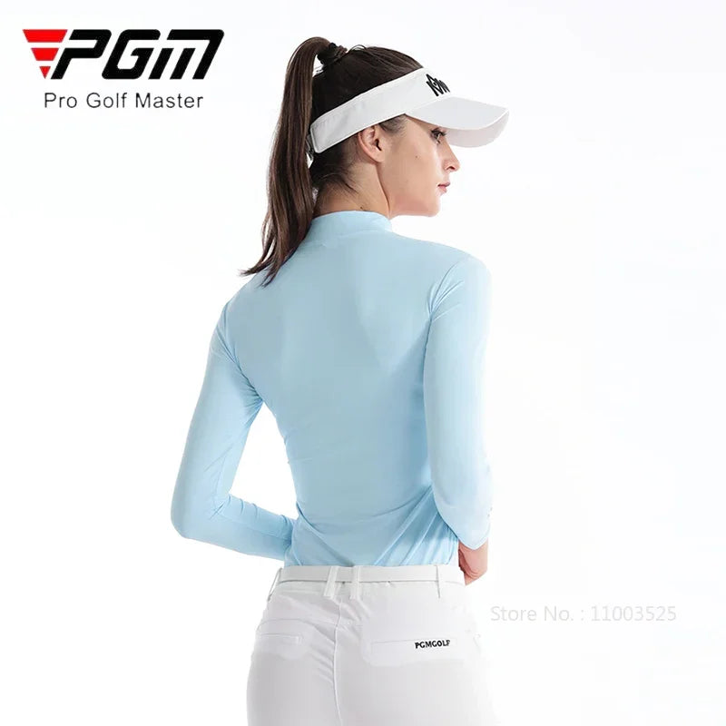 PGM Ladies Long Sleeve Golf Shirt – Ice Silk, Sun Protection, Quick-Dry & Breathable Sports Top