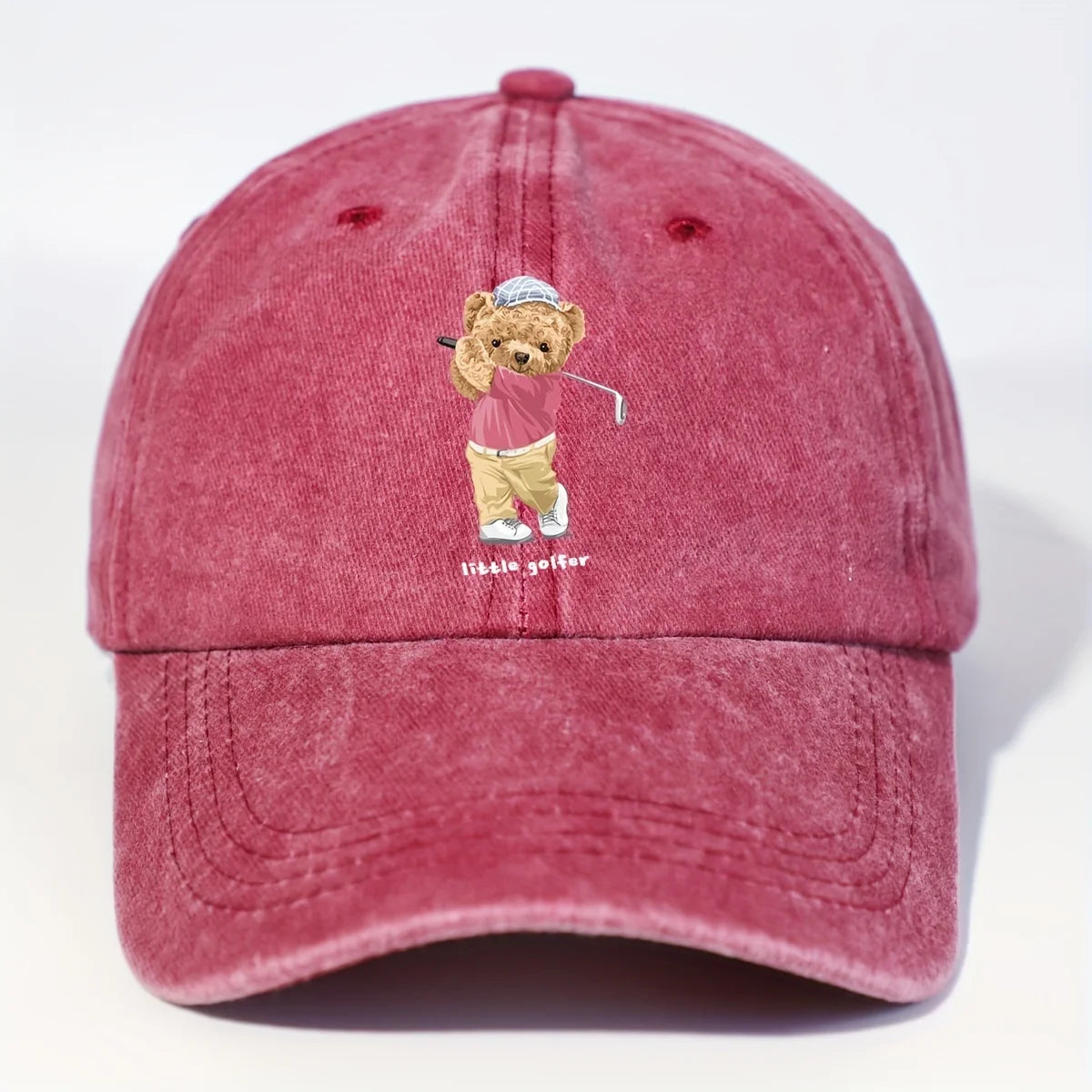 Unisex Golf Bear Embroidered Cap
