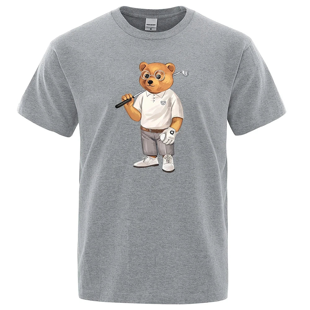 Gentleman Teddy Bear Playing Golf Men’s T-Shirts