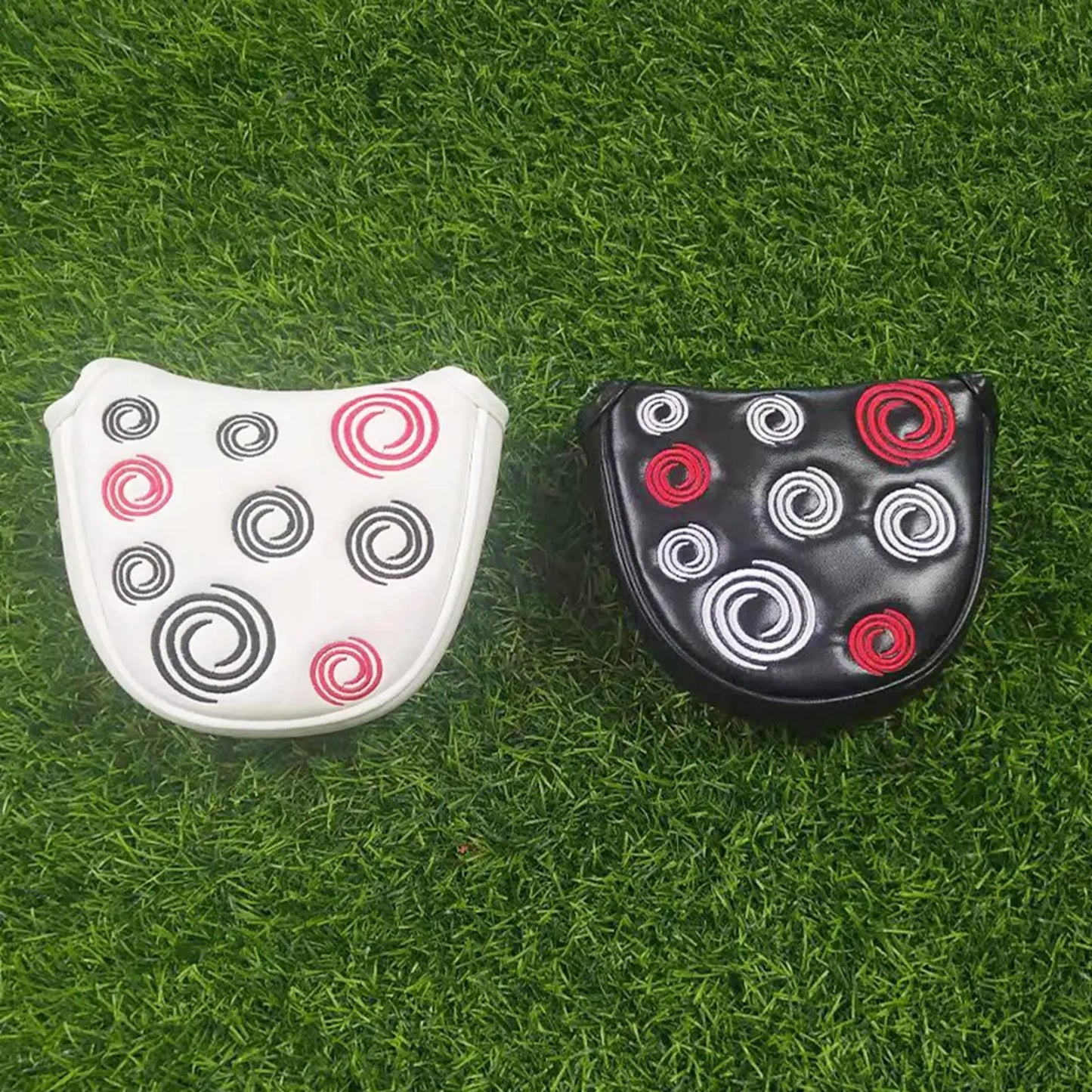 Mallet Putter Headcover - PU Leather with Magnetic Closure and Embroidered Design