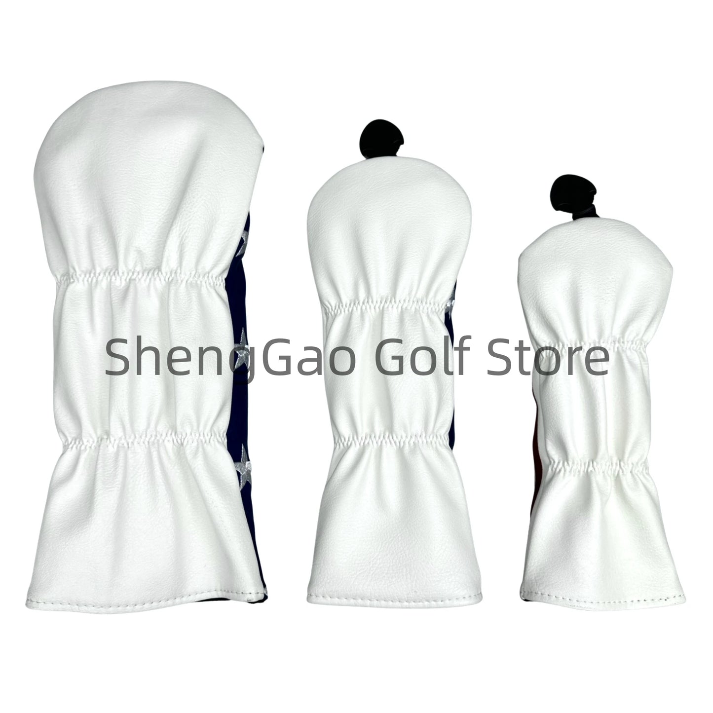 Golf Headcovers with American Flag - PU Leather Driver, Fairway & Hybrid Club Protector
