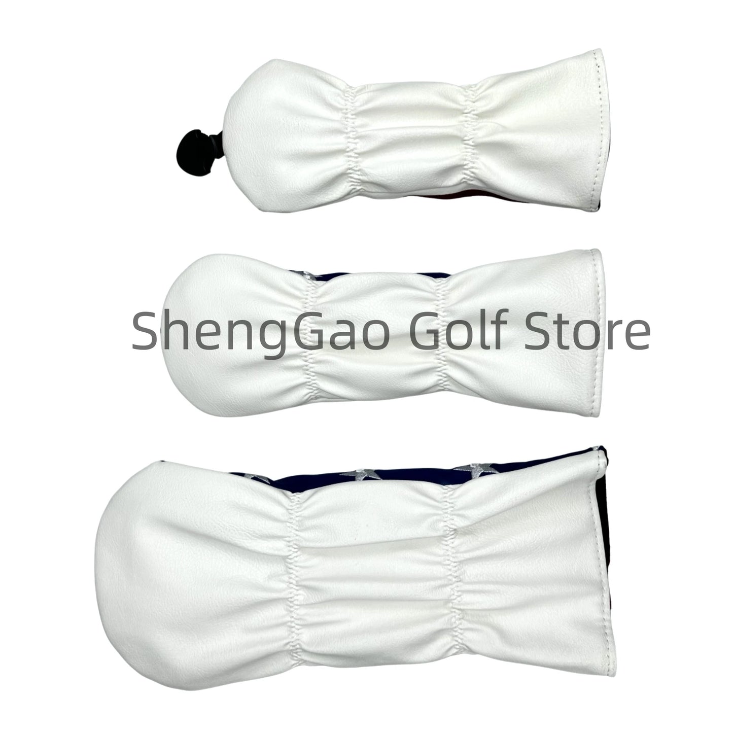 Golf Headcovers with American Flag - PU Leather Driver, Fairway & Hybrid Club Protector