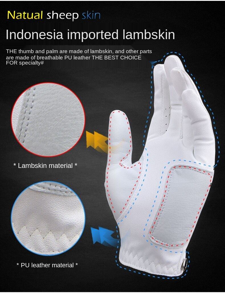 PGM Men's Golf Glove - Premium Lambskin Leather, Breathable &amp; Comfortable Fit