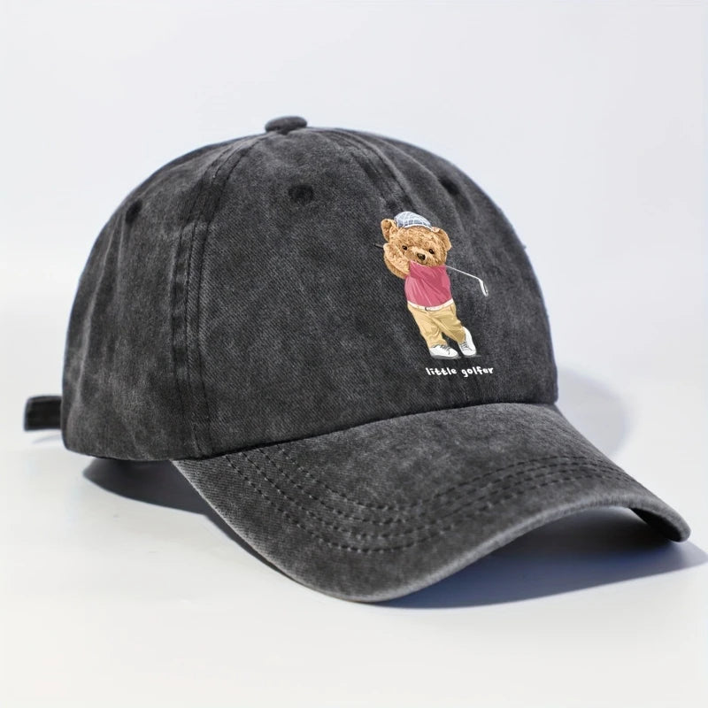 Unisex Golf Bear Embroidered Cap