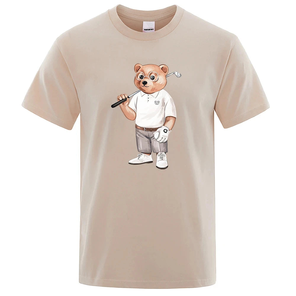 Gentleman Teddy Bear Playing Golf Men’s T-Shirts