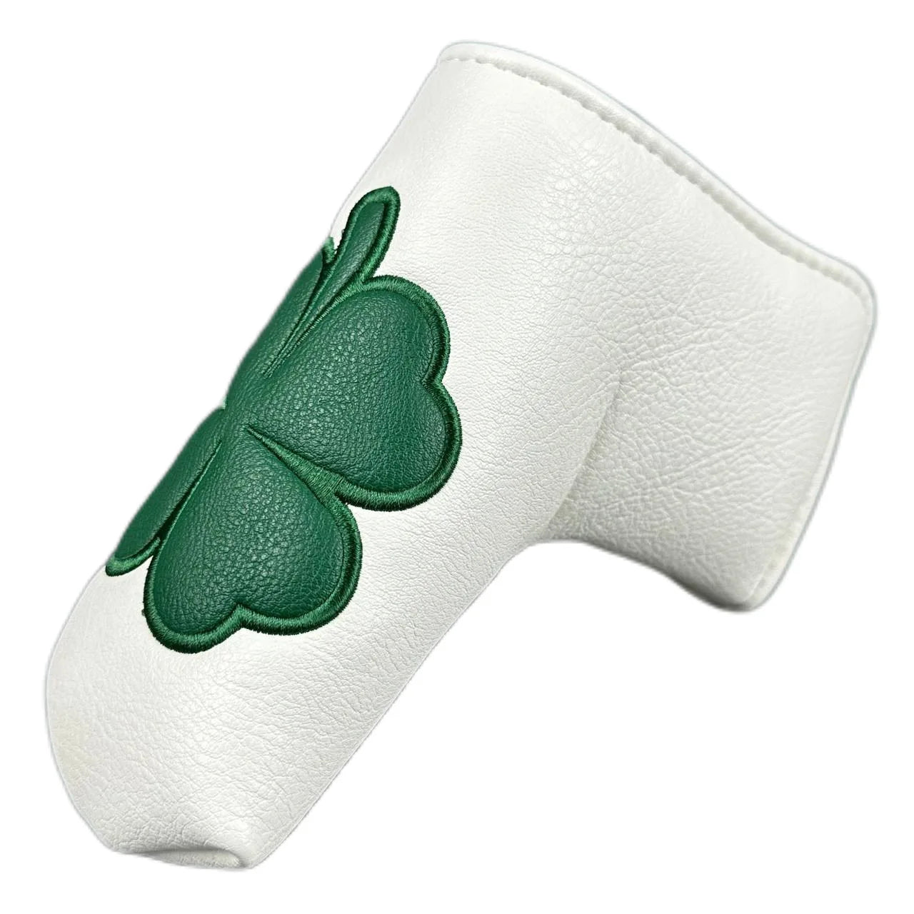 Golf Putter Headcover – Leather Mallet Cover with Clover Embroidery & Magnetic Closure