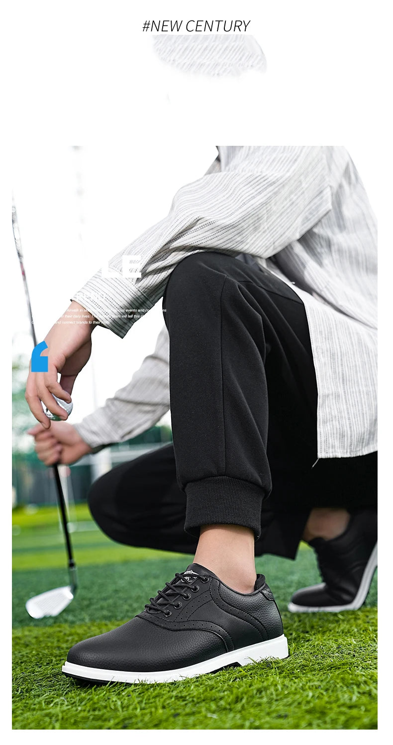 Classic Men’s Waterproof Golf Shoes – Breathable Leather Design