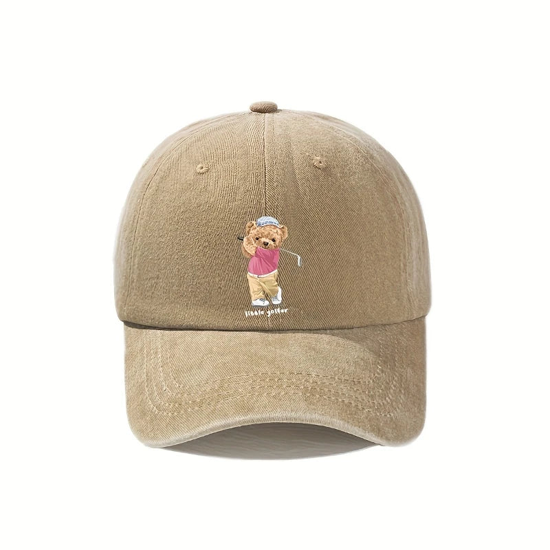 Unisex Golf Bear Embroidered Cap