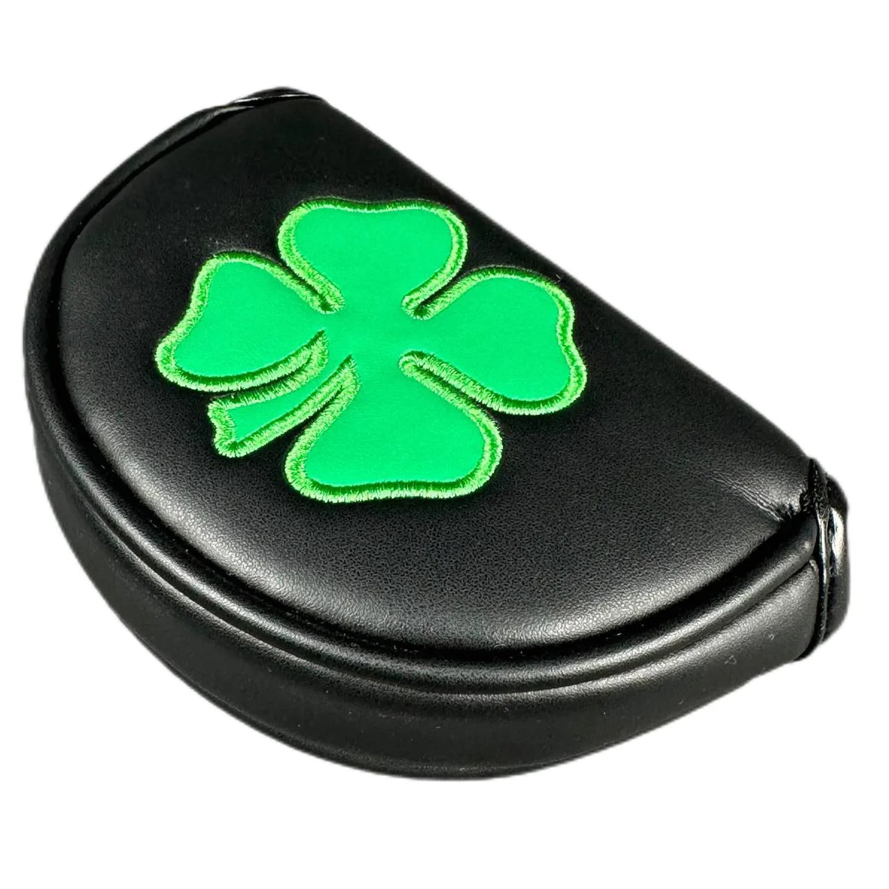 Golf Putter Headcover – Leather Mallet Cover with Clover Embroidery & Magnetic Closure