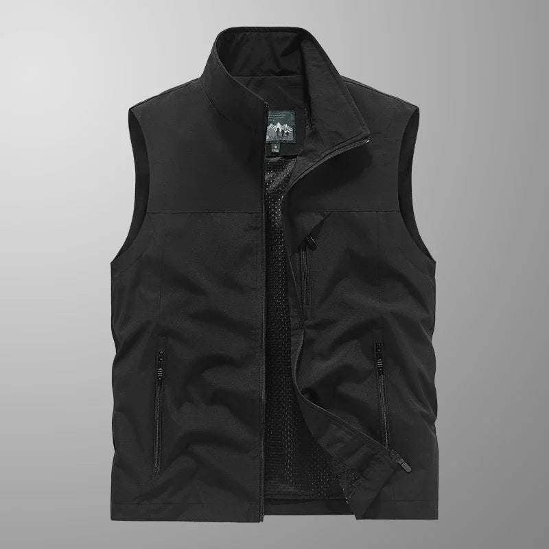 Men's Tactical Windbreaker Golf Vest - Lightweight Sleeveless Jacket with Pockets