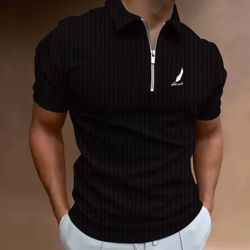Men's Golf Polo Shirt – Modern Color Block Design, Short Sleeve Casual Performance Top