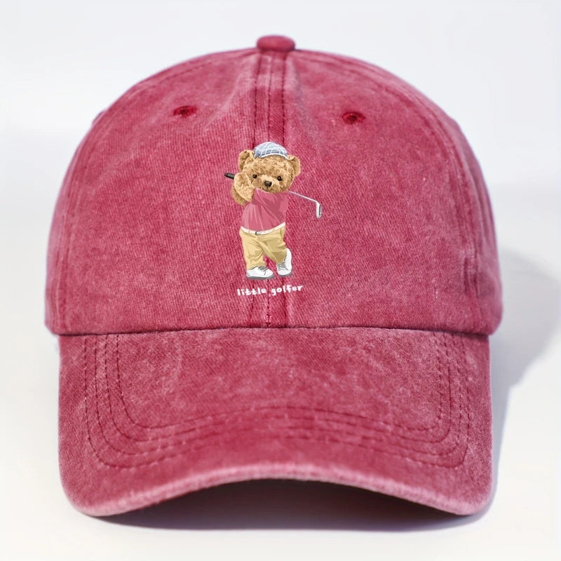 Unisex Golf Bear Embroidered Cap