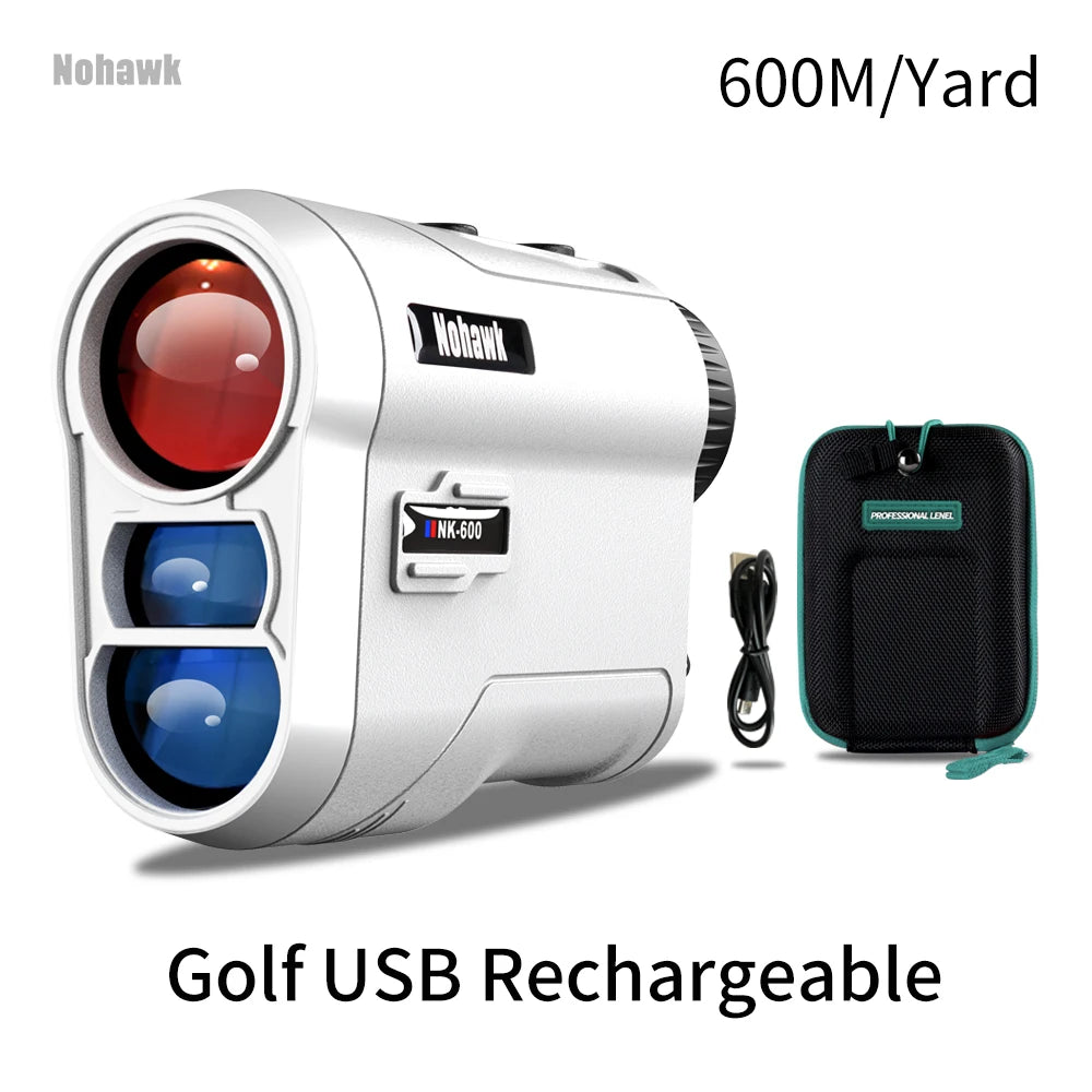 Nohawk Golf Laser Rangefinder 600M/1000Y – Rechargeable with Slope Compensation &amp; Hunting Mode