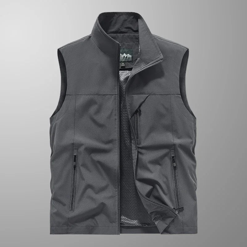 Men's Tactical Windbreaker Golf Vest - Lightweight Sleeveless Jacket with Pockets
