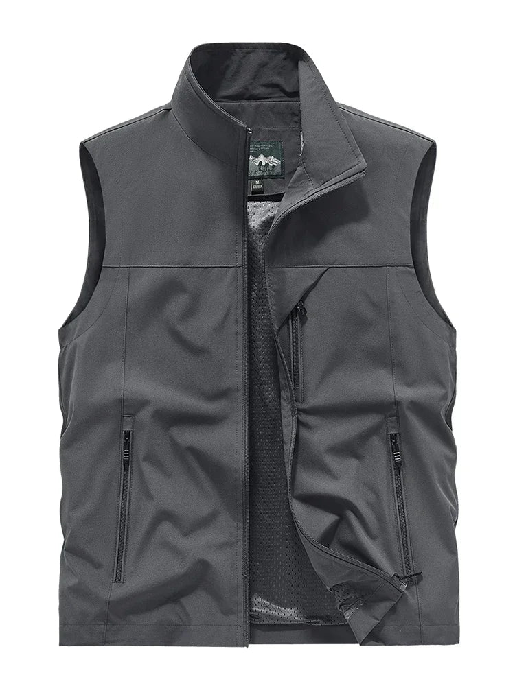 Men's Tactical Windbreaker Golf Vest - Lightweight Sleeveless Jacket with Pockets
