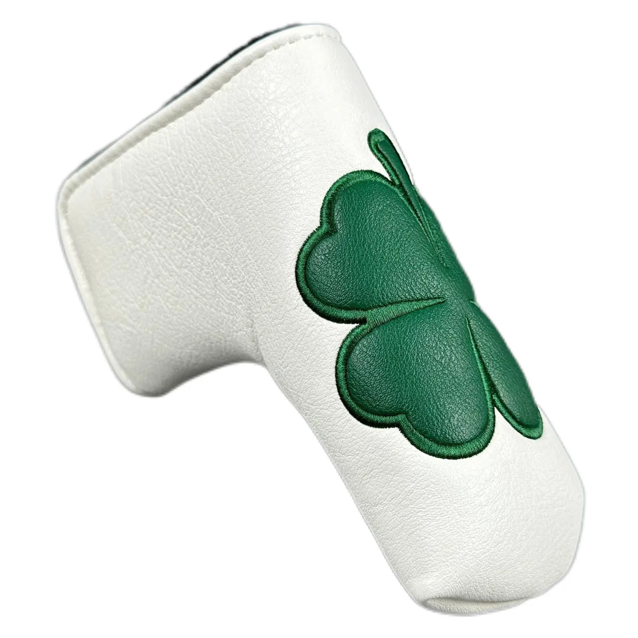 Golf Putter Headcover – Leather Mallet Cover with Clover Embroidery & Magnetic Closure