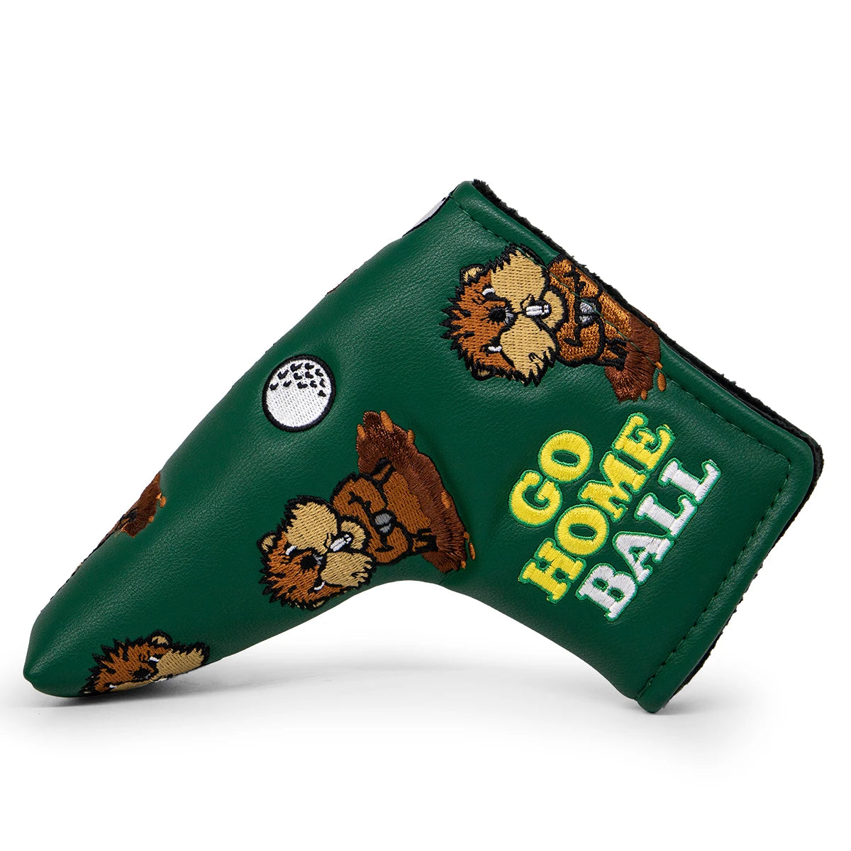 Green Groundhog Golf Headcover Set - Premium Leather Embroidered Covers for Driver, Fairway Wood &amp; Hybrid Clubs