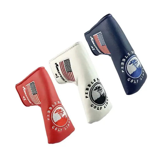 PU Leather Golf Putter Head Cover – Durable Protector for Blade & Mallet Putters, Easy Slip-On Design, Black/White/Red/Blue Options