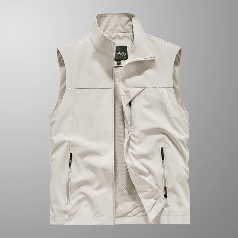 Men's Tactical Windbreaker Golf Vest - Lightweight Sleeveless Jacket with Pockets