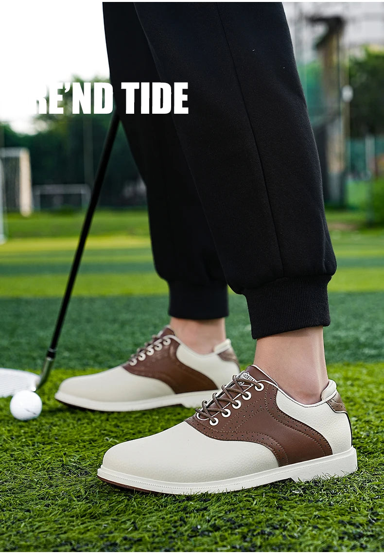 Classic Men’s Waterproof Golf Shoes – Breathable Leather Design