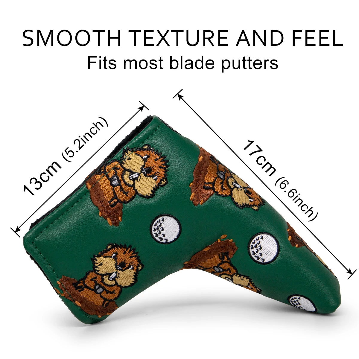 Green Groundhog Golf Headcover Set - Premium Leather Embroidered Covers for Driver, Fairway Wood &amp; Hybrid Clubs