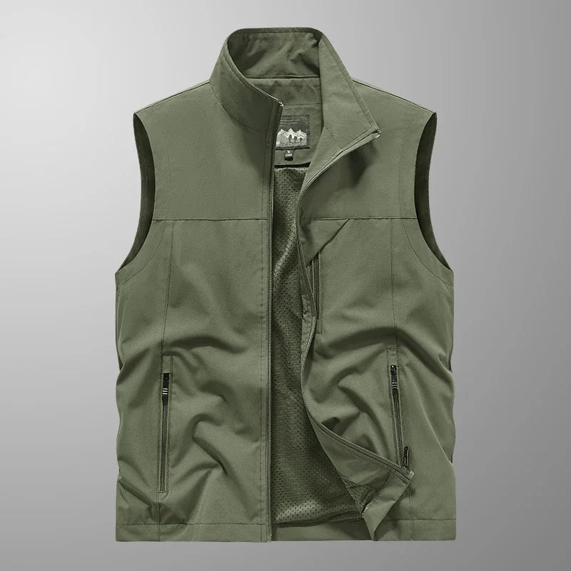 Men's Tactical Windbreaker Golf Vest - Lightweight Sleeveless Jacket with Pockets