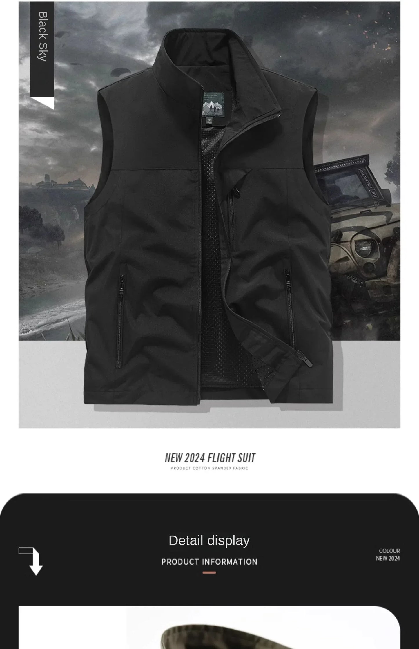 Men's Tactical Windbreaker Golf Vest - Lightweight Sleeveless Jacket with Pockets