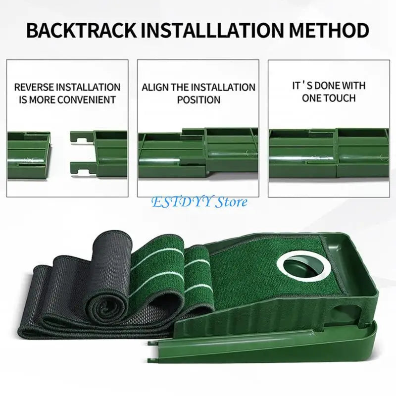Golf Putting Mat with Hole Covers - Indoor &amp; Outdoor Practice Set