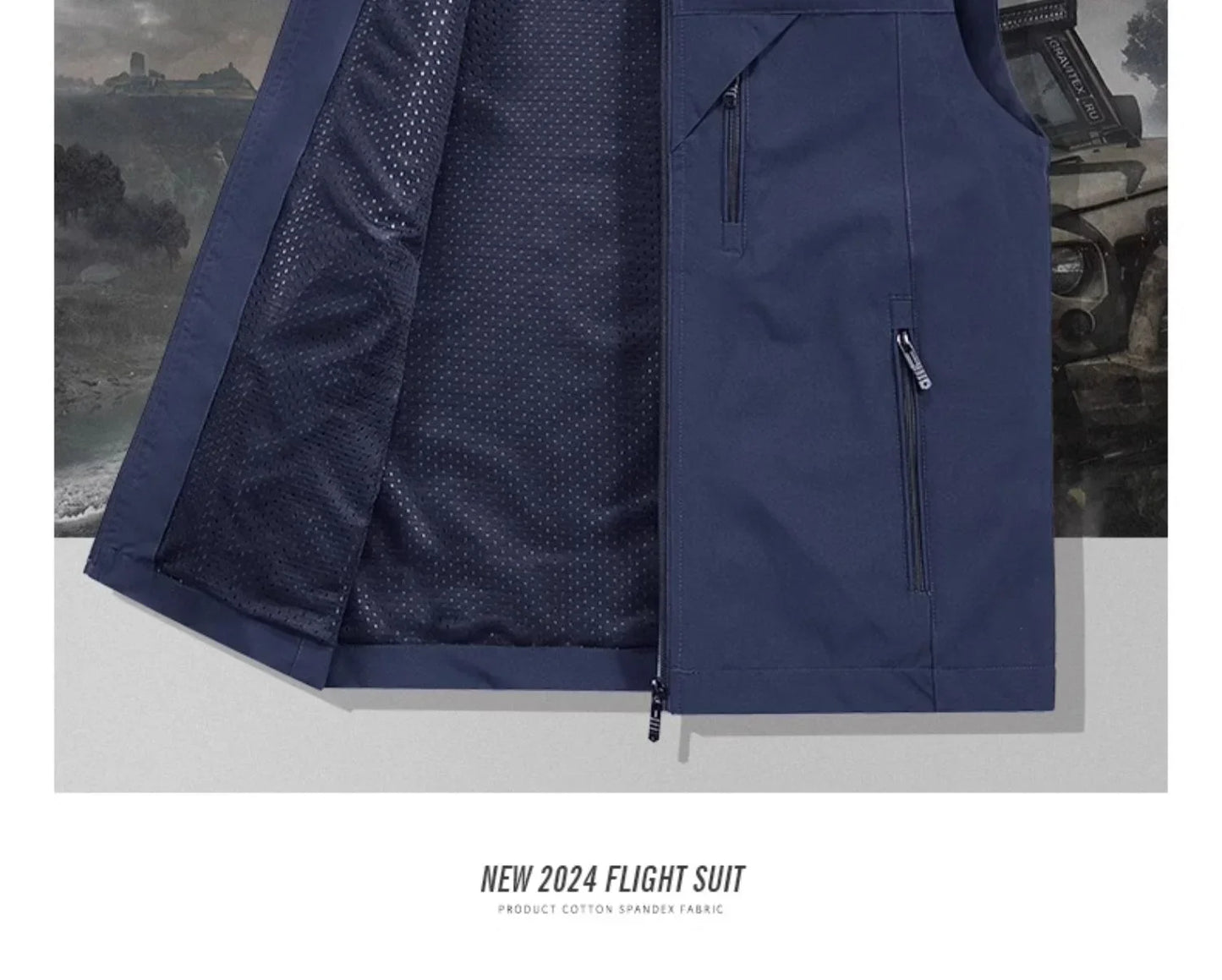 Men's Tactical Windbreaker Golf Vest - Lightweight Sleeveless Jacket with Pockets