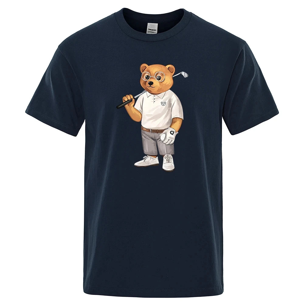Gentleman Teddy Bear Playing Golf Men’s T-Shirts