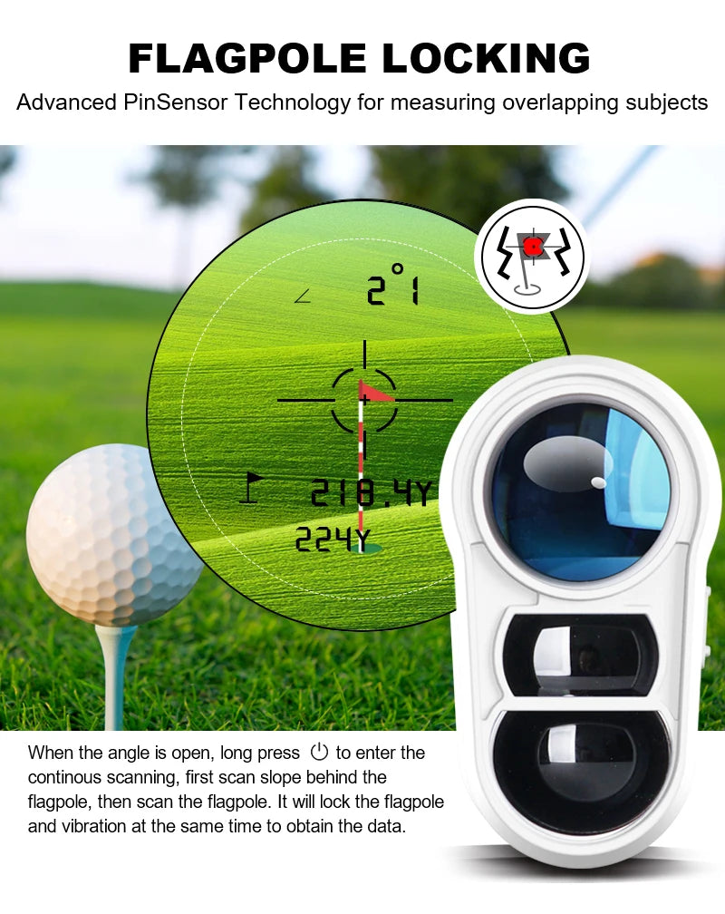 Nohawk Golf Laser Rangefinder 600M/1000Y – Rechargeable with Slope Compensation &amp; Hunting Mode