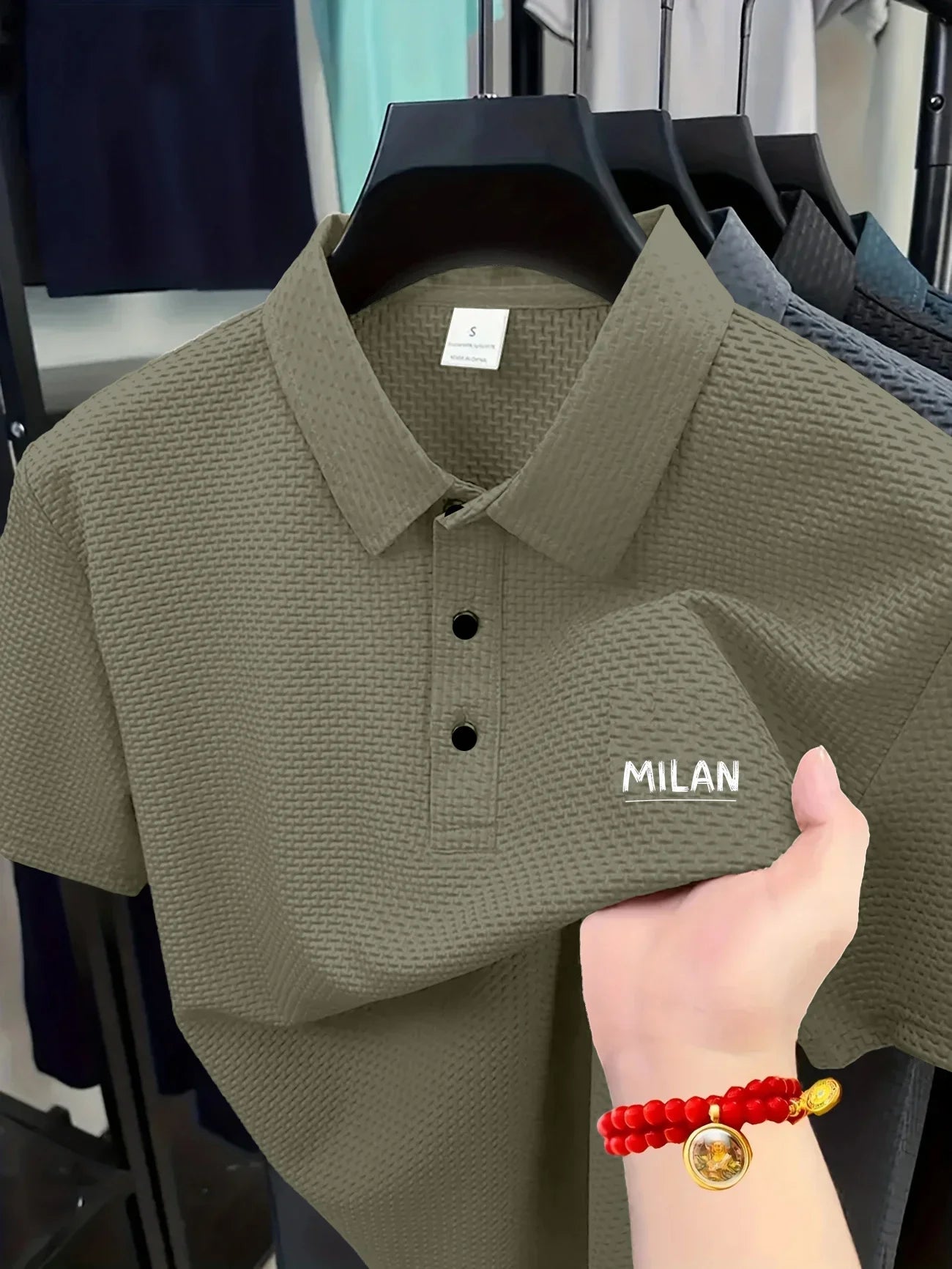Men's Breathable Golf Polo Shirt – Summer Casual Comfort with Lapel & Button Closure