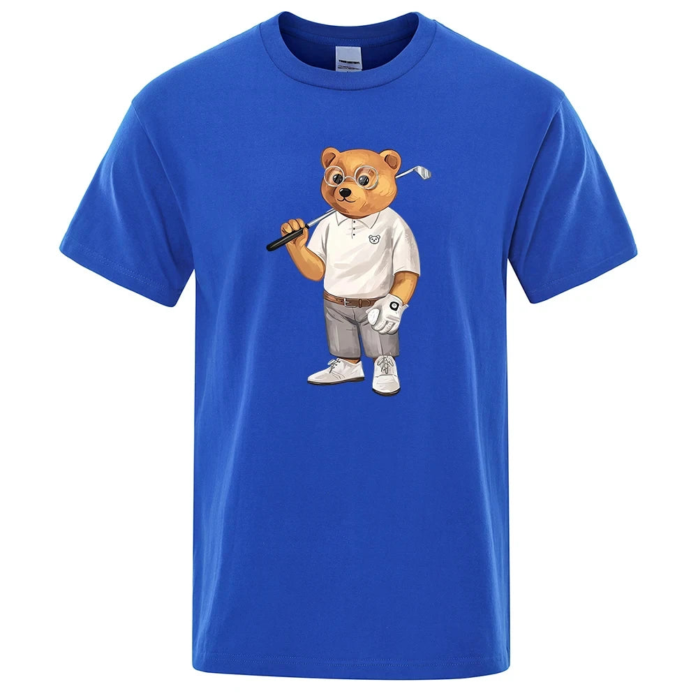 Gentleman Teddy Bear Playing Golf Men’s T-Shirts