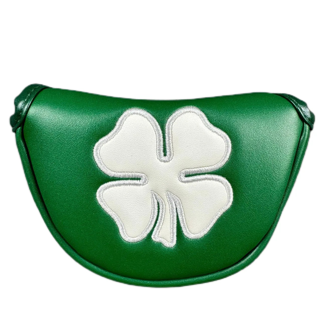 Golf Putter Headcover – Leather Mallet Cover with Clover Embroidery & Magnetic Closure