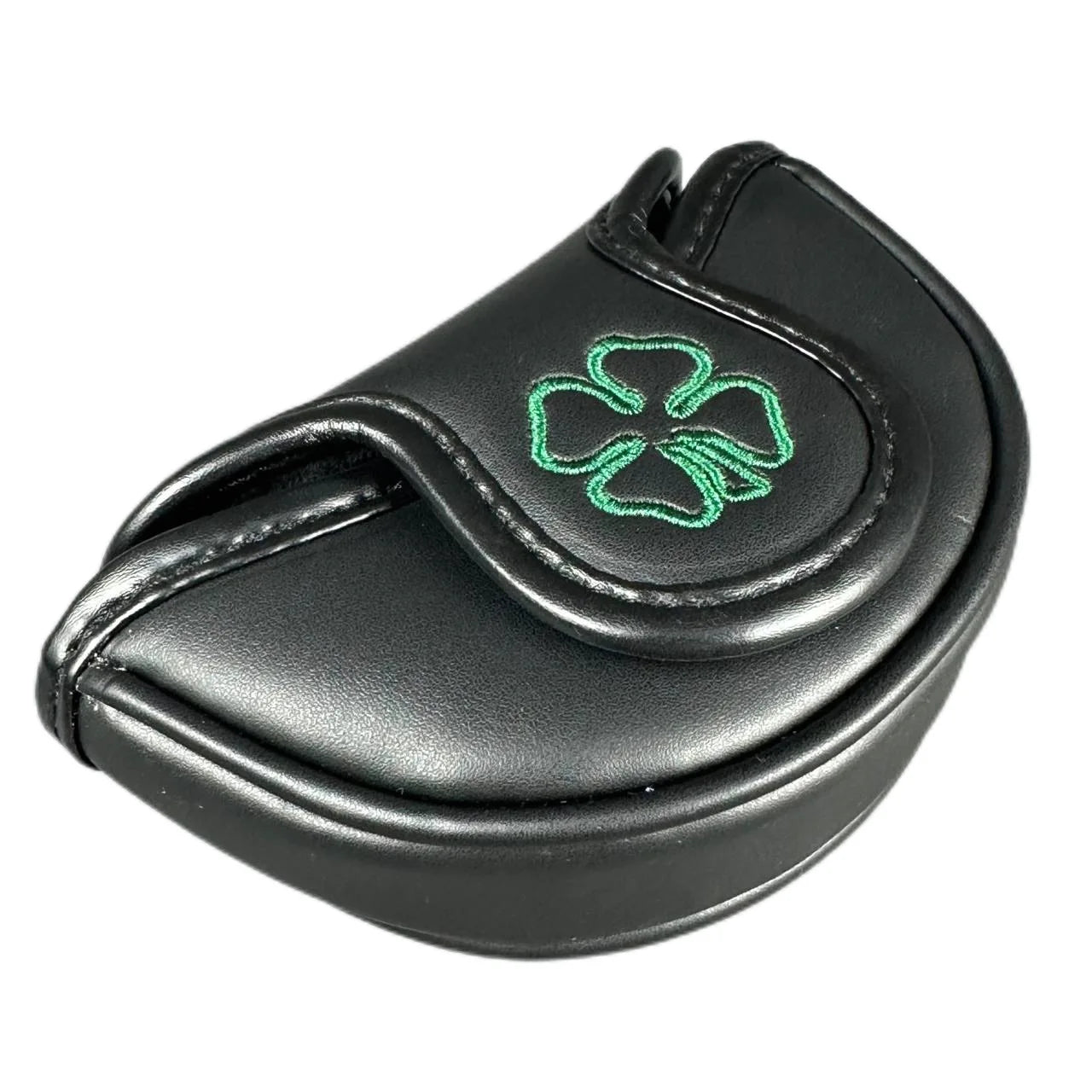 Golf Putter Headcover – Leather Mallet Cover with Clover Embroidery & Magnetic Closure
