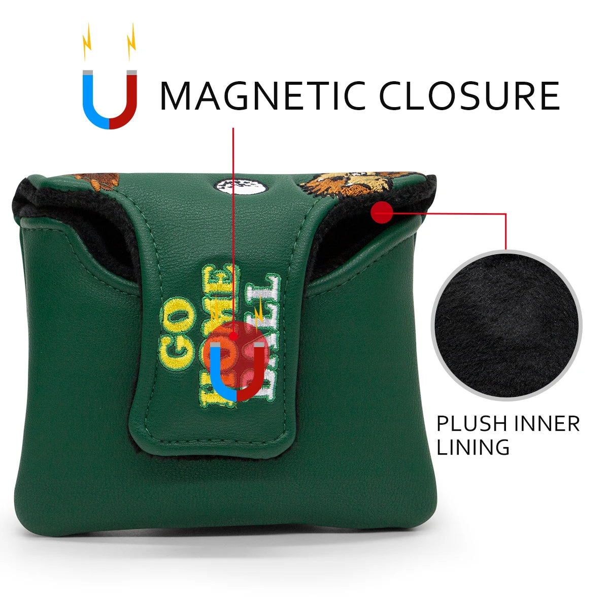 Green Groundhog Golf Headcover Set - Premium Leather Embroidered Covers for Driver, Fairway Wood &amp; Hybrid Clubs