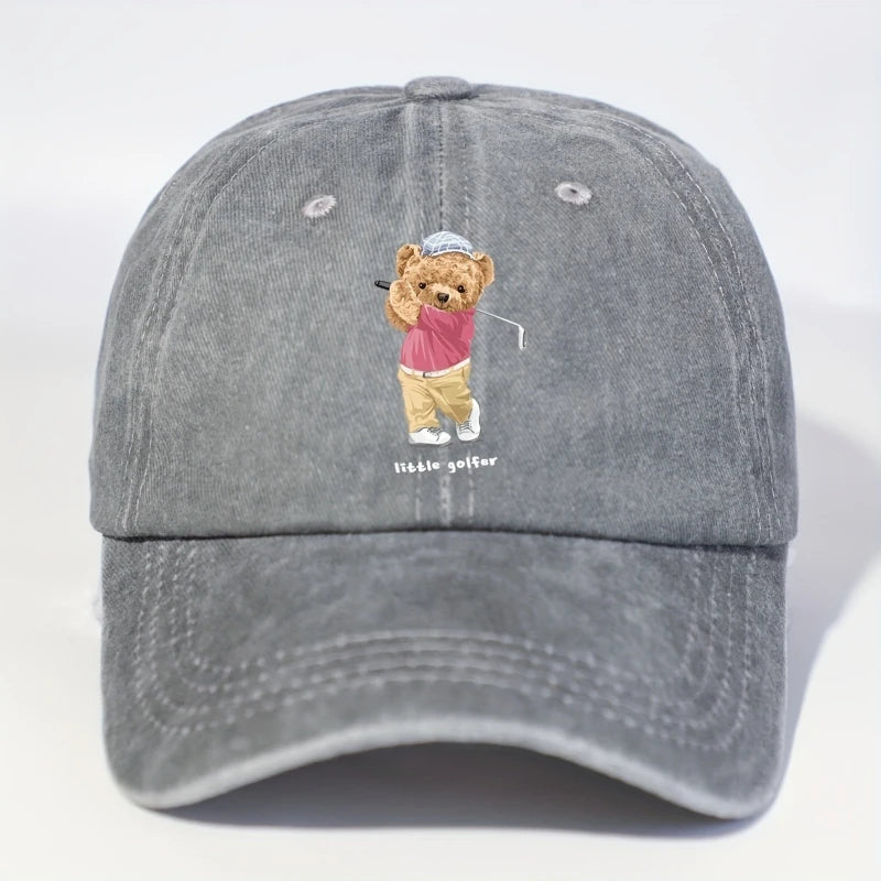 Unisex Golf Bear Embroidered Cap