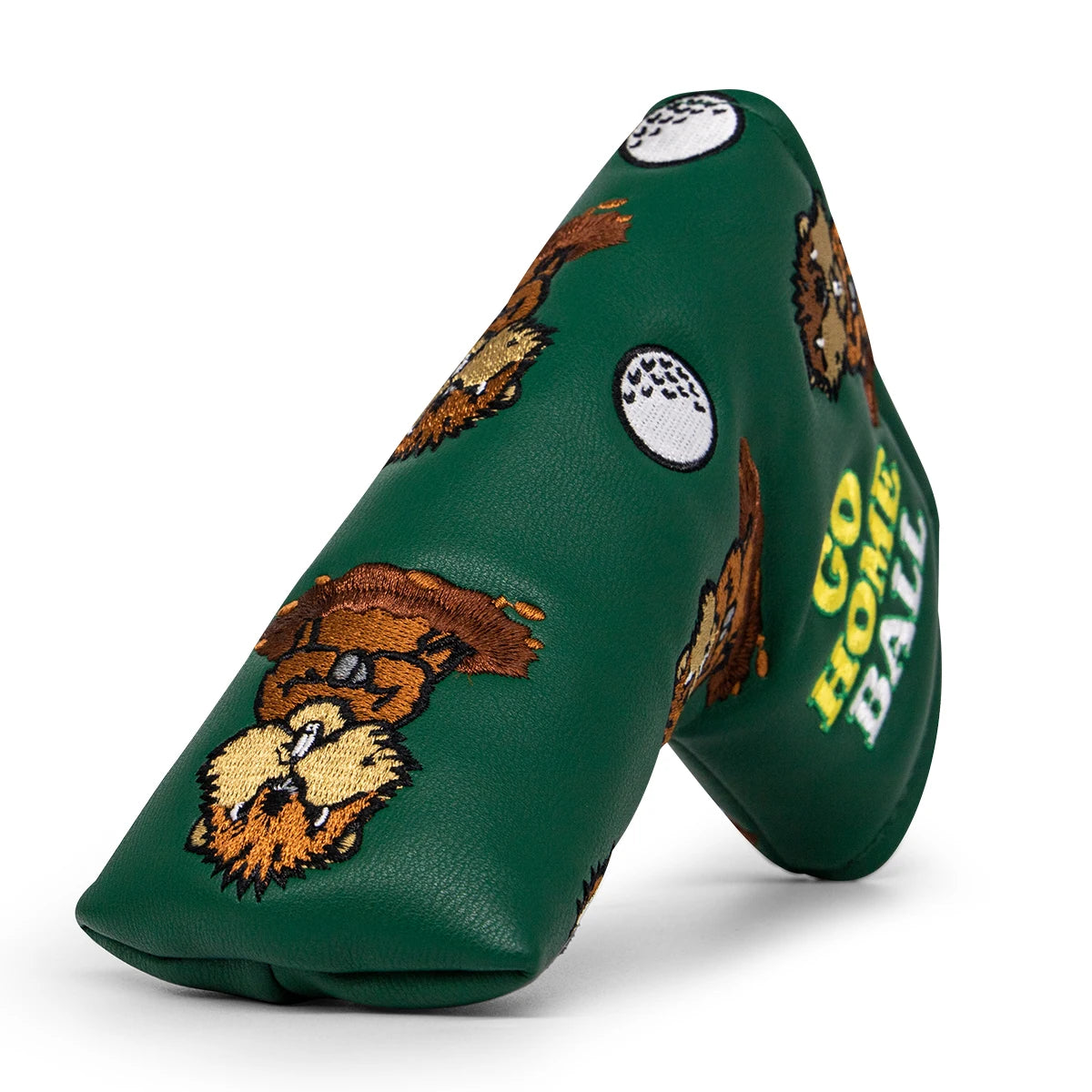 Green Groundhog Golf Headcover Set - Premium Leather Embroidered Covers for Driver, Fairway Wood &amp; Hybrid Clubs