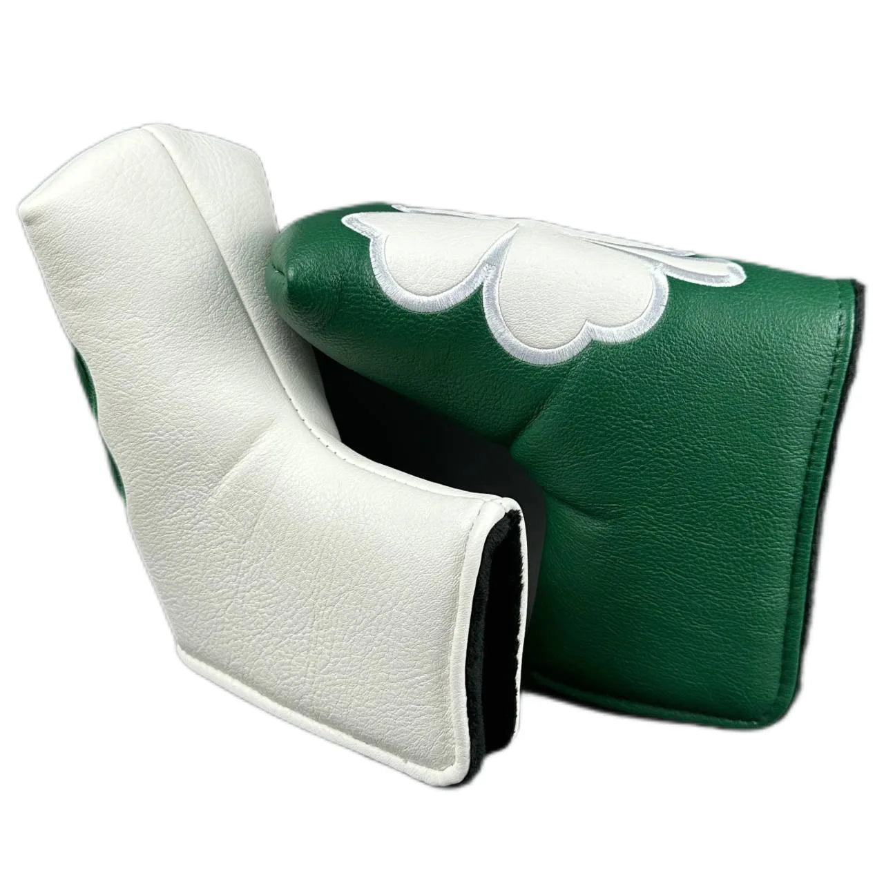 Golf Putter Headcover – Leather Mallet Cover with Clover Embroidery & Magnetic Closure
