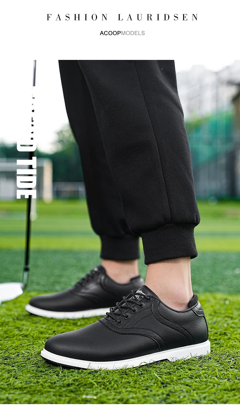 Classic Men’s Waterproof Golf Shoes – Breathable Leather Design