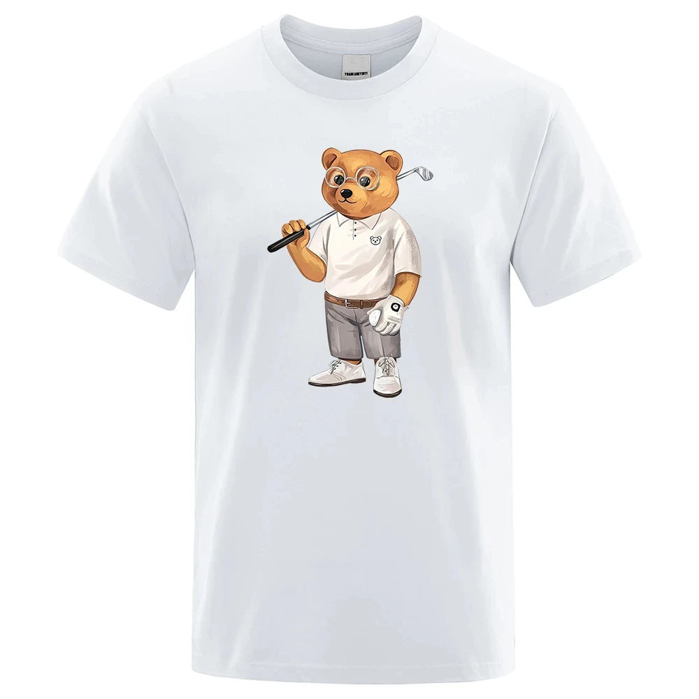 Gentleman Teddy Bear Playing Golf Men’s T-Shirts