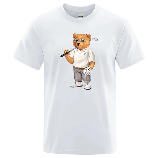 Gentleman Teddy Bear Playing Golf Men’s T-Shirts