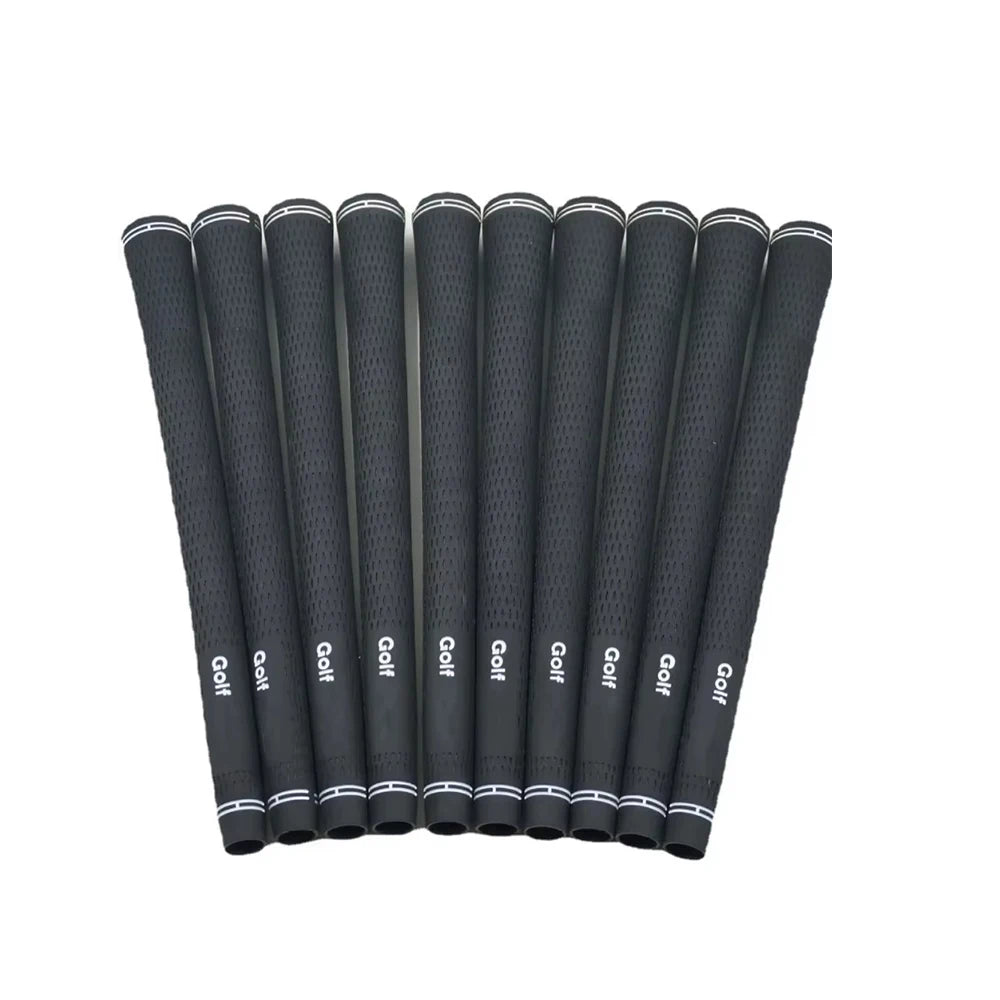 10-Pack Golf Club Grips - Black Rubber, Non-Slip, Multiple Sizes