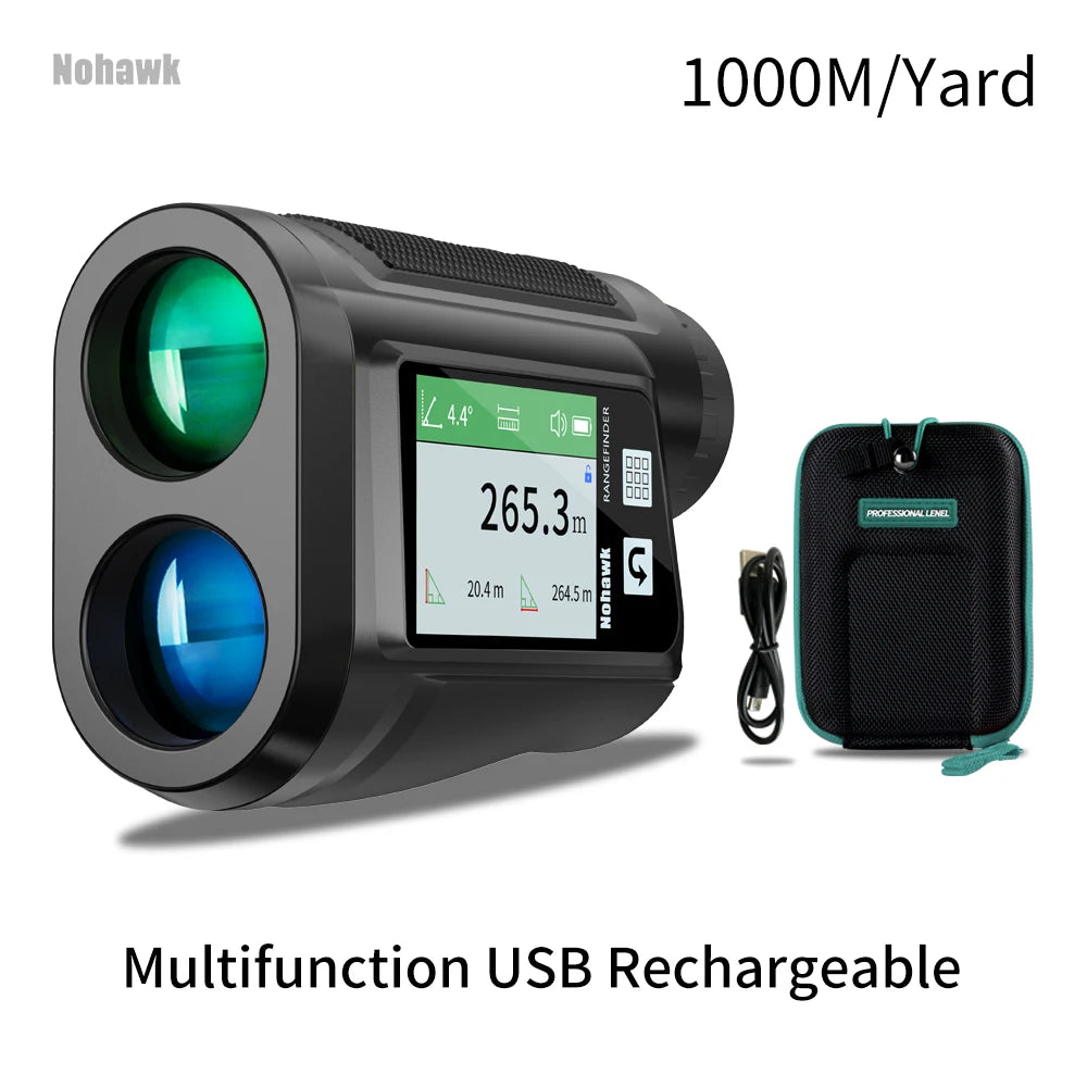 Nohawk Golf Laser Rangefinder 600M/1000Y – Rechargeable with Slope Compensation &amp; Hunting Mode