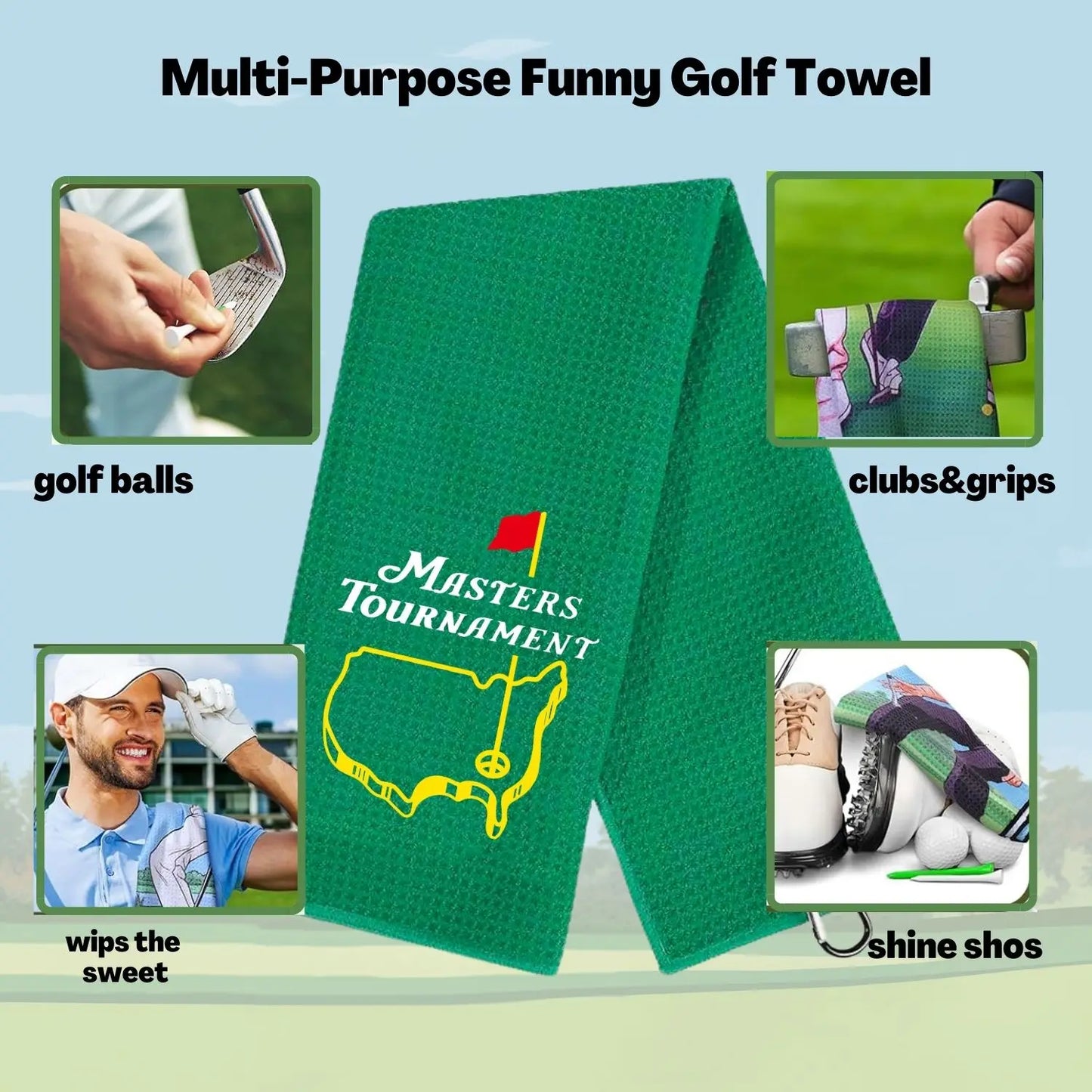Masters Tournament Golf Towel – Premium Microfiber with Embroidery & Carabiner Clip