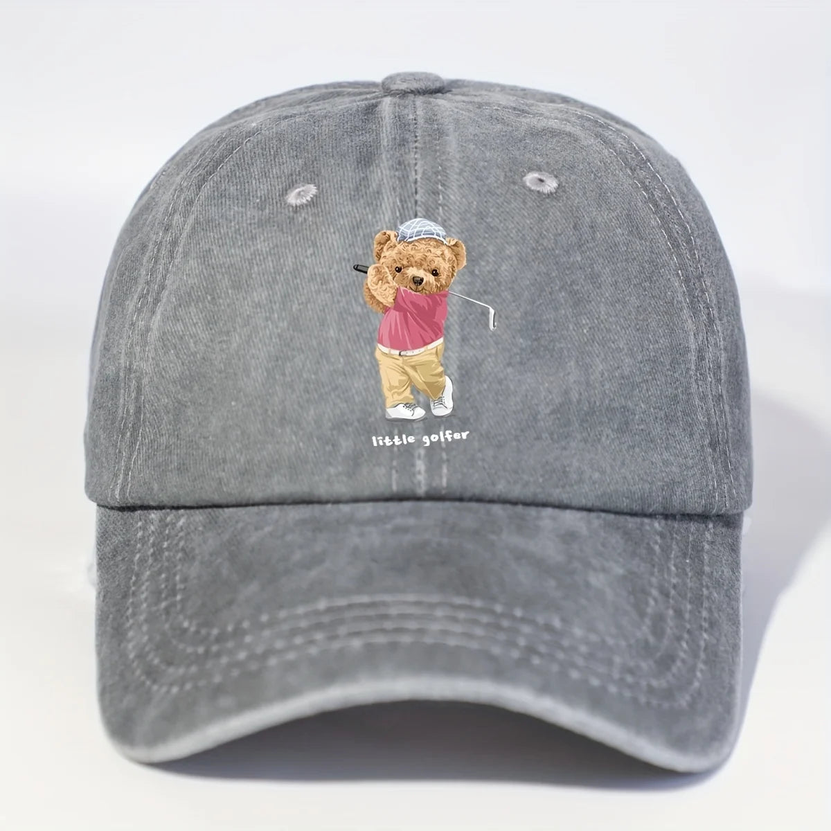 Unisex Golf Bear Embroidered Cap